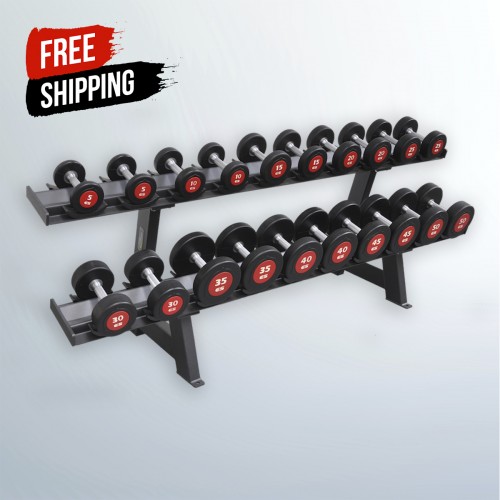 BIG PRICE DROP + FREE SHIPING CODE (eSPORT) PRO- UROTHEN DUMBBELL SET, PAIRS OF 5,10,15,20,25,30,35,40,45,50lb (INCLUDED COMMERCIAL DUMBBELL RACK WITH SADELS)
