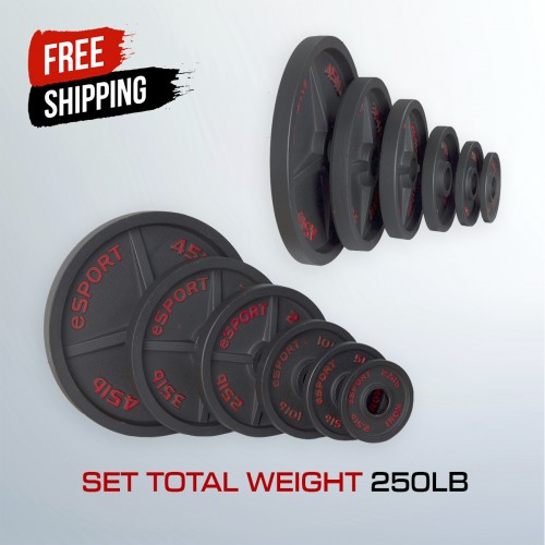 eSPORT  IRON 100% Machined Olympic Plates 250lb Kit no bar or clips included.