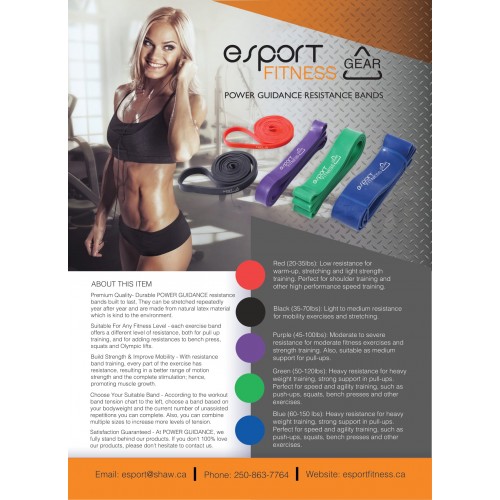 Free SHIPPING COMMERCIAL PREMIUM RESISTANCE BANDS KIT OF 5 MOST POPULAR STRENGTH / SIZES