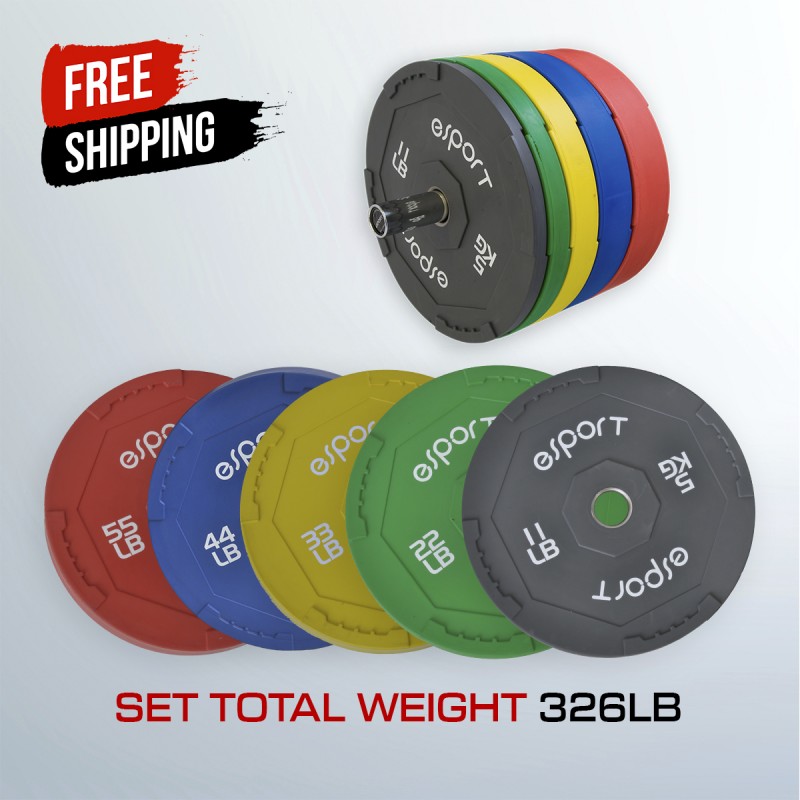 THE FREE SHIPPING code is eSPORT (PREMIUM QUALITY SUPER OLYMPIC INTERLOCKING BUMPER PLATES SET OF 5 PAIRS